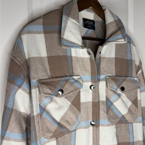 HFX Plaid Women's Wool Blend cozy Shacket/ chore coat oversized Medium